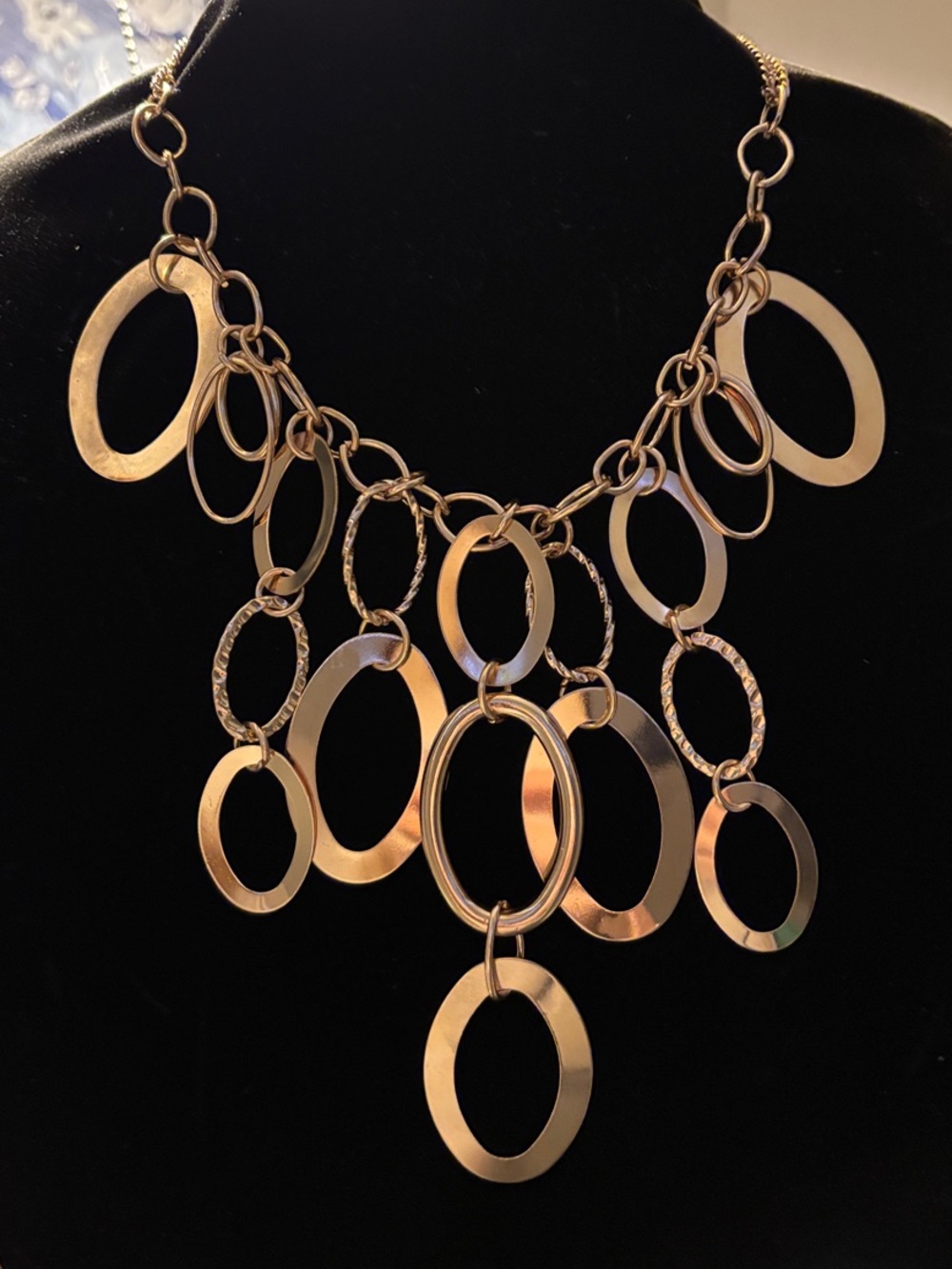 paparazzi Gold Oval Cascade Statement Necklace